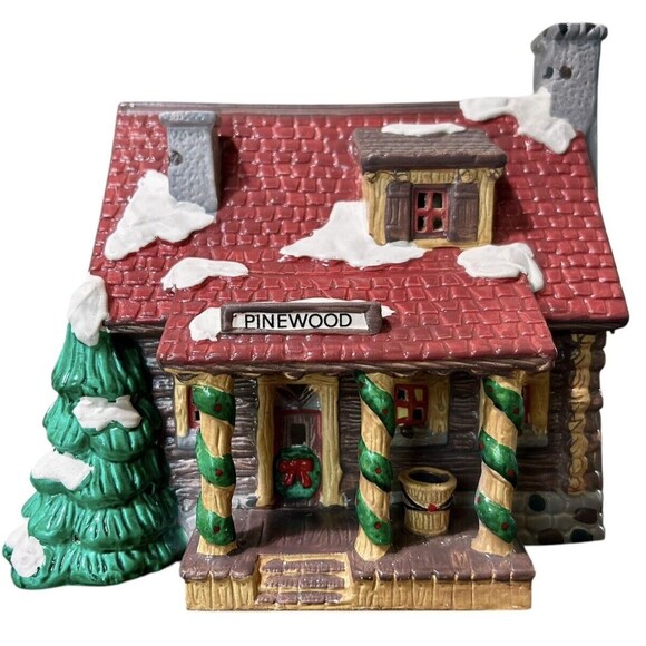 Dept 56 Snow Village Pinewood Log Cabin 1989 Lighted #5150-0 w/Orig Box & Cord - Picture 1 of 11